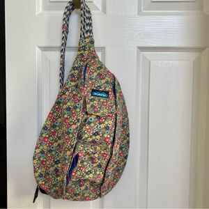 KAVU Women’s Canvas Floral Crossbody Sling Pack/Bag with Adjustable Rope Strap